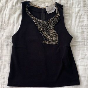 Dolan Black & Gold Beaded Top